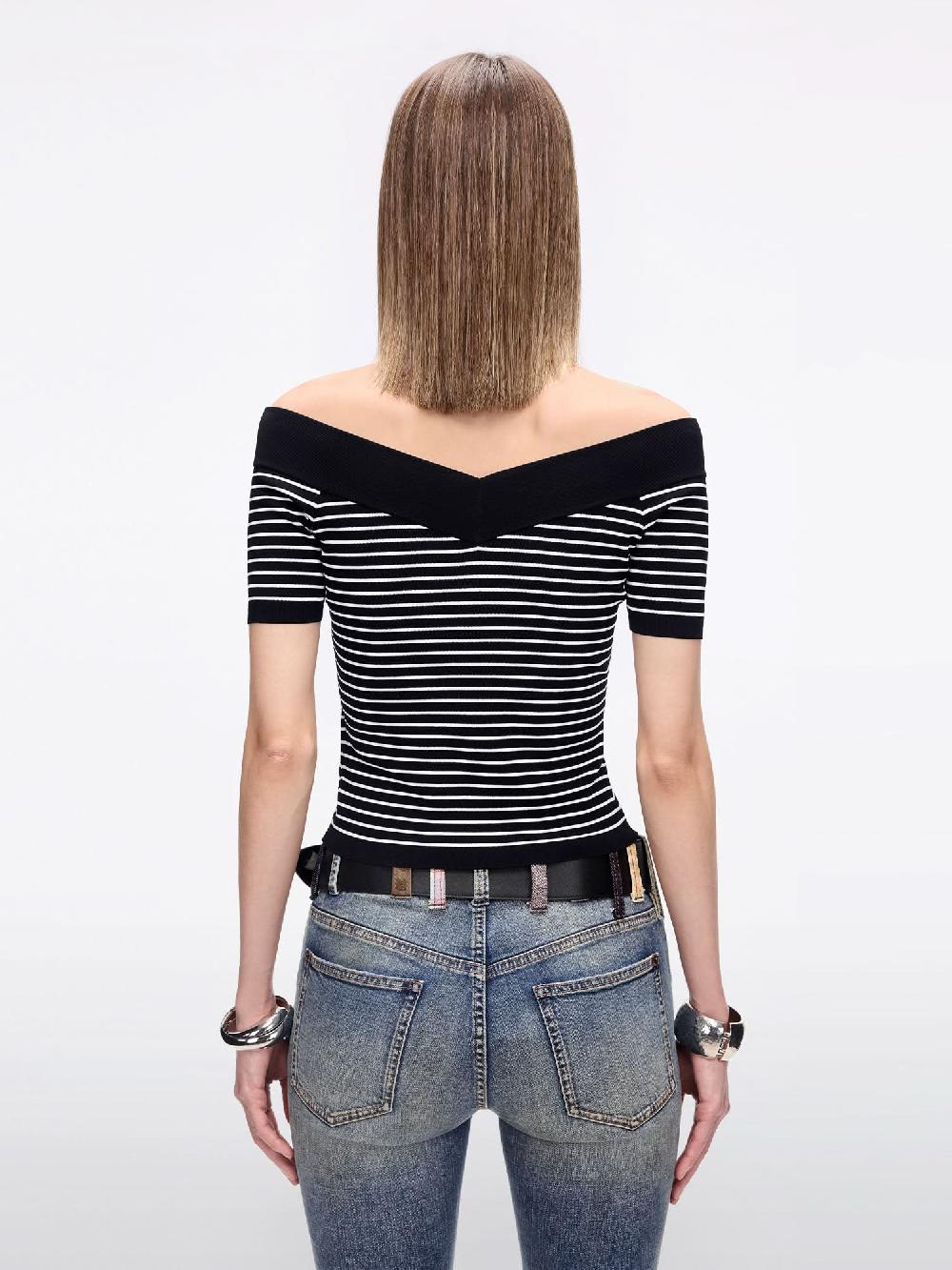 Miss Sixty STRIPED KNIT TOP BLACK/WHITE