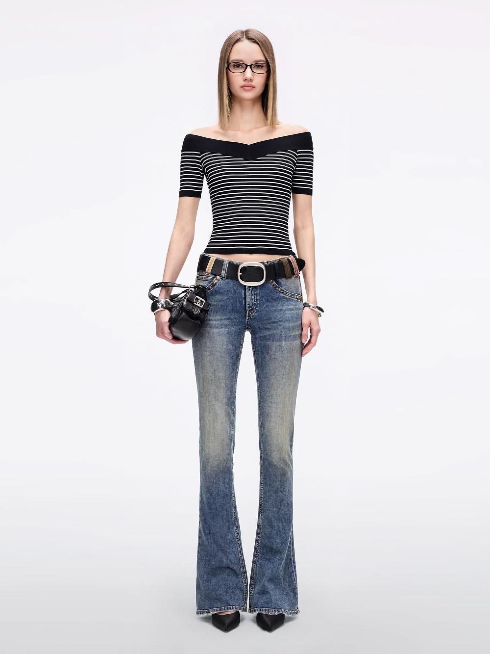 Miss Sixty STRIPED KNIT TOP BLACK/WHITE