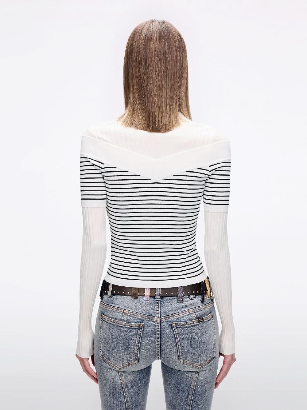 Miss Sixty STRIPED KNIT TOP WHITE/BLACK