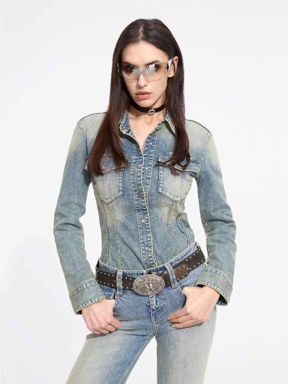 Miss Sixty TAILORED DENIM SHIRT LIGHT BLUE