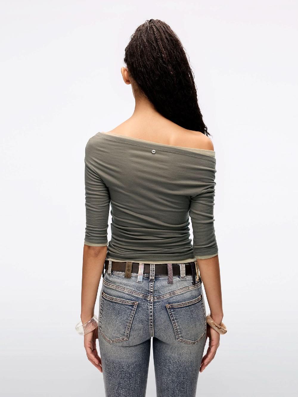 Miss Sixty TENCEL WOOL T-SHIRT ARMY GREEN