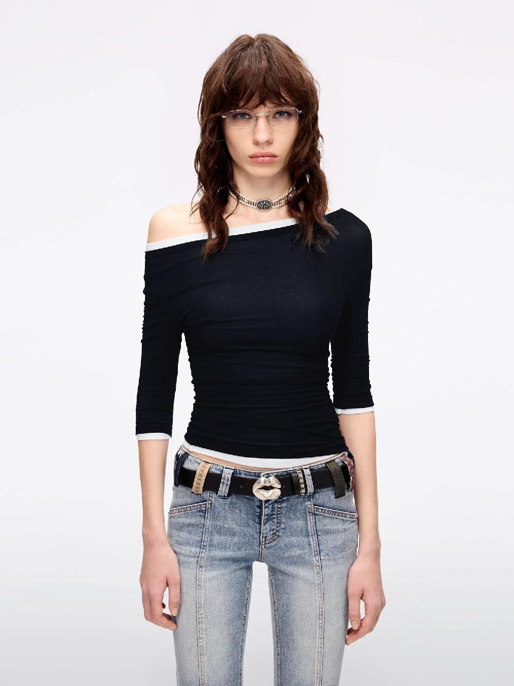 miss sixty TENCEL WOOL T-SHIRT BLACK