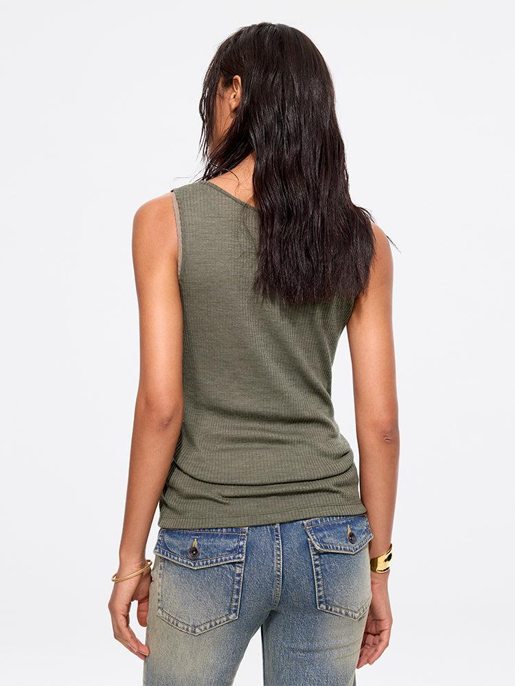 Miss Sixty U-NECK T-SHIRT ARMY GREEN