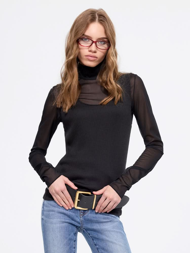 miss sixty U-NECK T-SHIRT BLACK