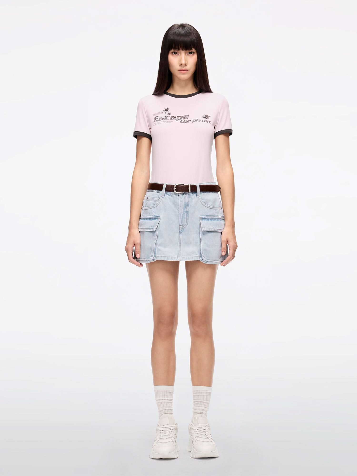 Miss Sixty UTILITY-STYLE DENIM SHORTS LIGHT BLUE