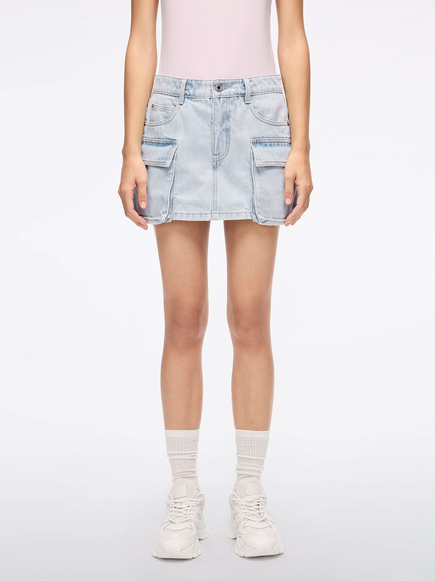 miss sixty UTILITY-STYLE DENIM SHORTS LIGHT BLUE