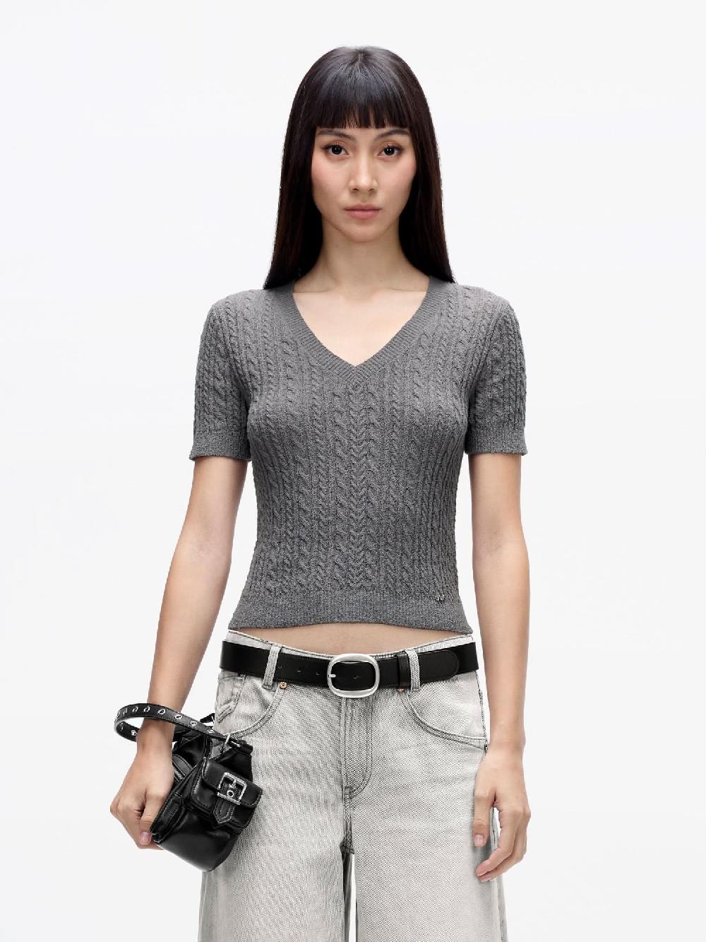 miss sixty V-NECK KNIT TOP GREY