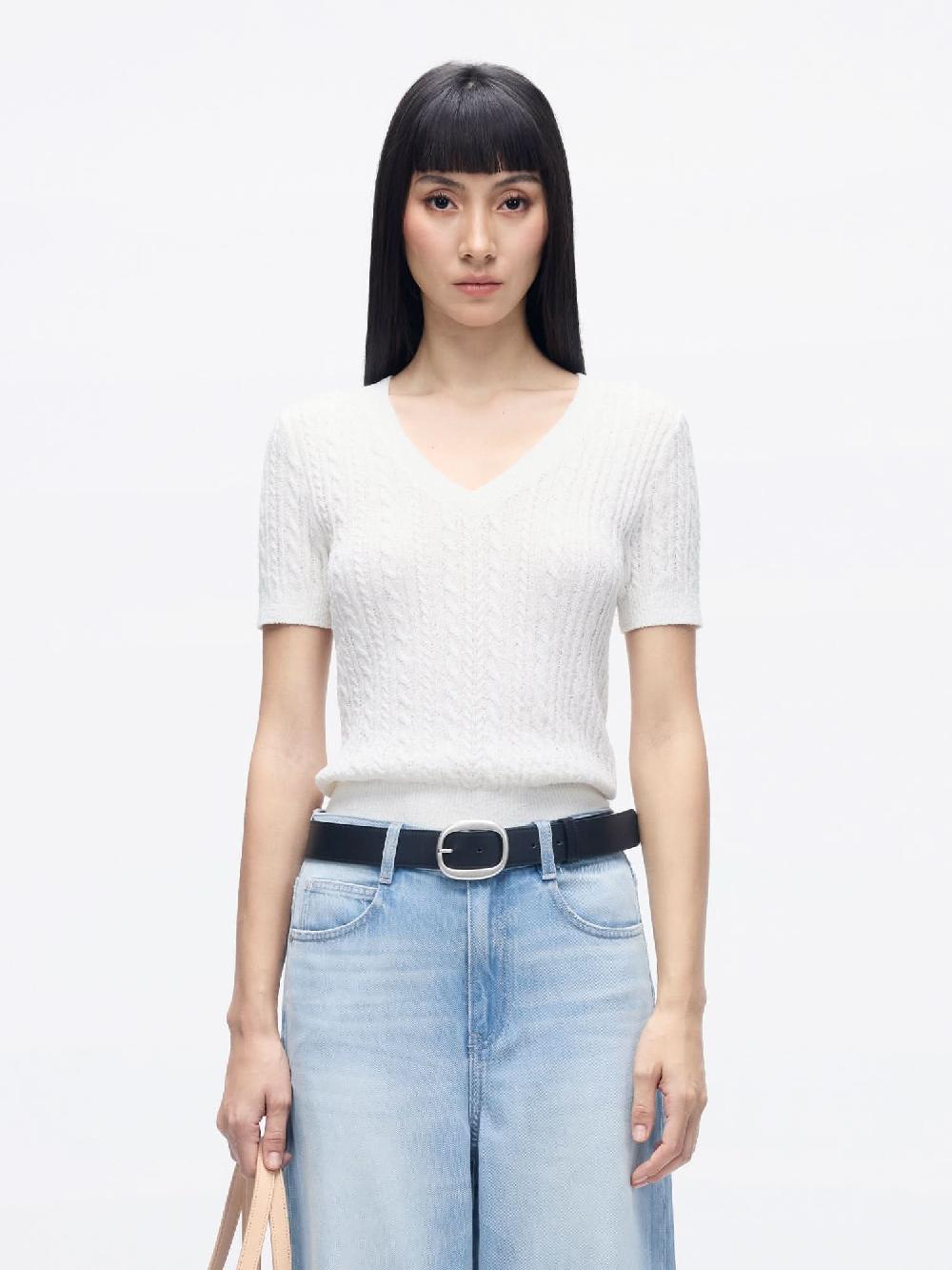 miss sixty V-NECK KNIT TOP WHITE