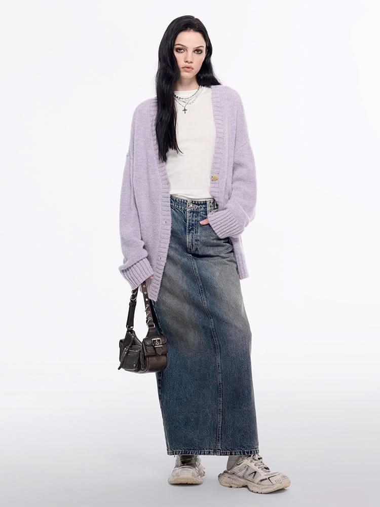 Miss Sixty V-NECK KNITTED CARDIGAN PURPLE