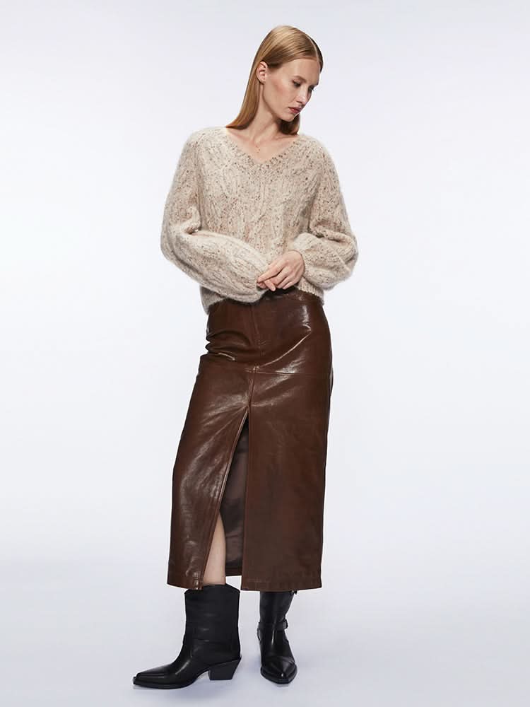 Miss Sixty V-NECK SWEATER LIGHT COFFEE