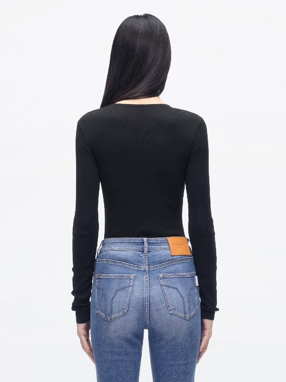 Miss Sixty V-NECK SWEATER WITH TIES BLACK