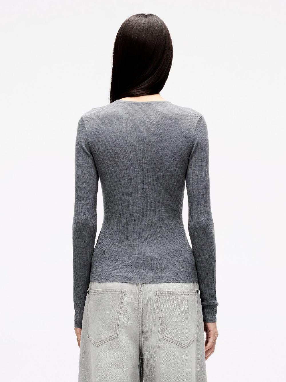Miss Sixty V-NECK SWEATER WITH TIES HEATHER GREY