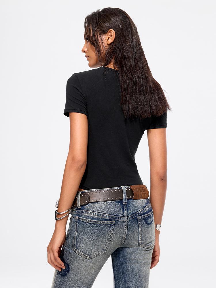 Miss Sixty V NECK T-SHIRT BLACK