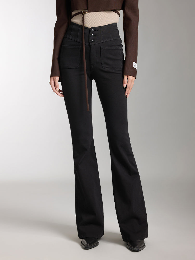 miss sixty V-SHAPE WAIST FLARED JEANS BLACK