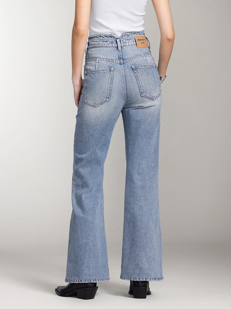 Miss Sixty V-SHAPE WAIST FLARED JEANS MIDDLE BLUE