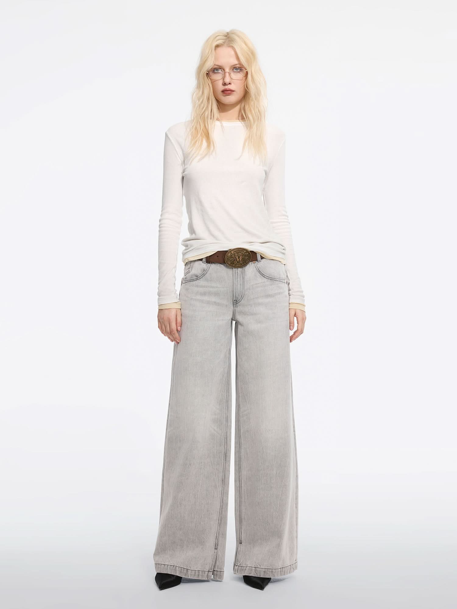 Miss Sixty VINTAGE WIDE-LEG JEANS LIGHT GREY