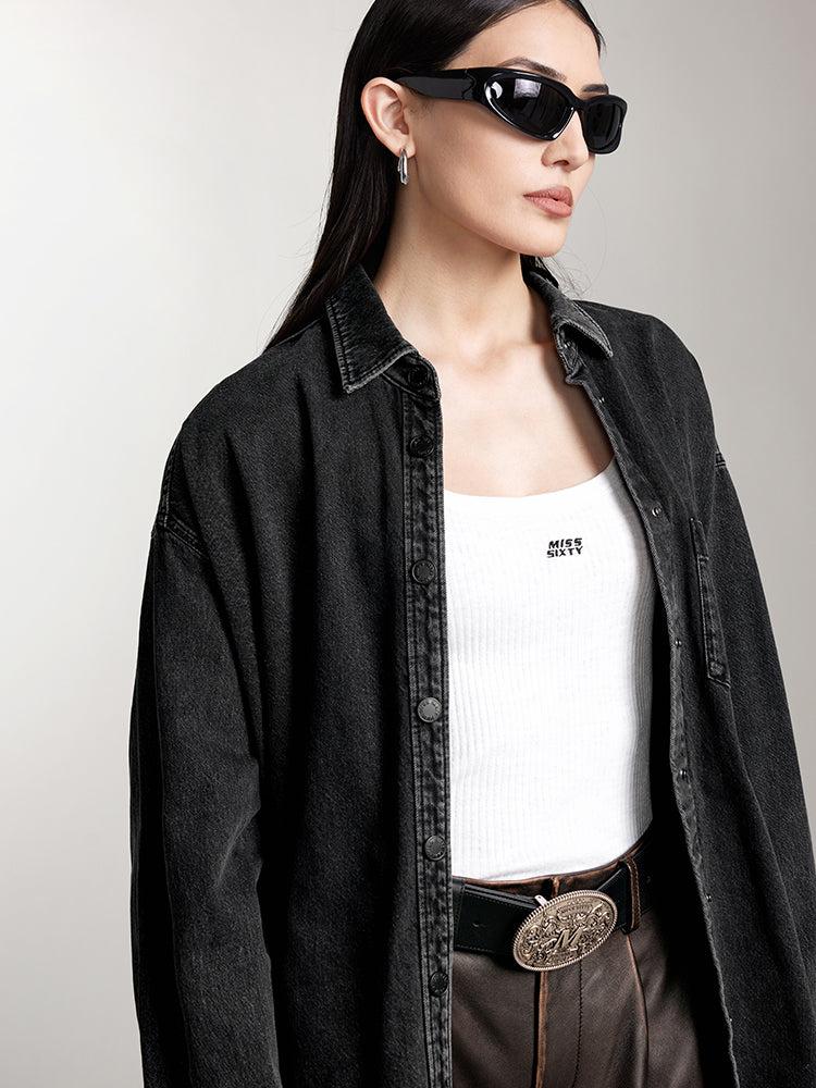 Miss Sixty WASHED DENIM JACKET BLACK FOG