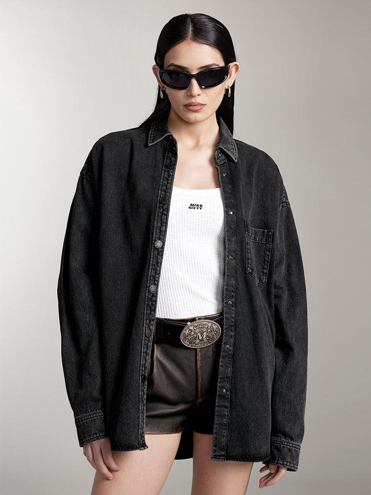 miss sixty WASHED DENIM JACKET BLACK FOG