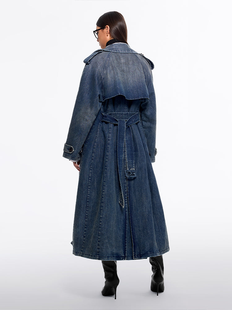 Miss Sixty WASHED TRENCH COAT DEEP BLUE