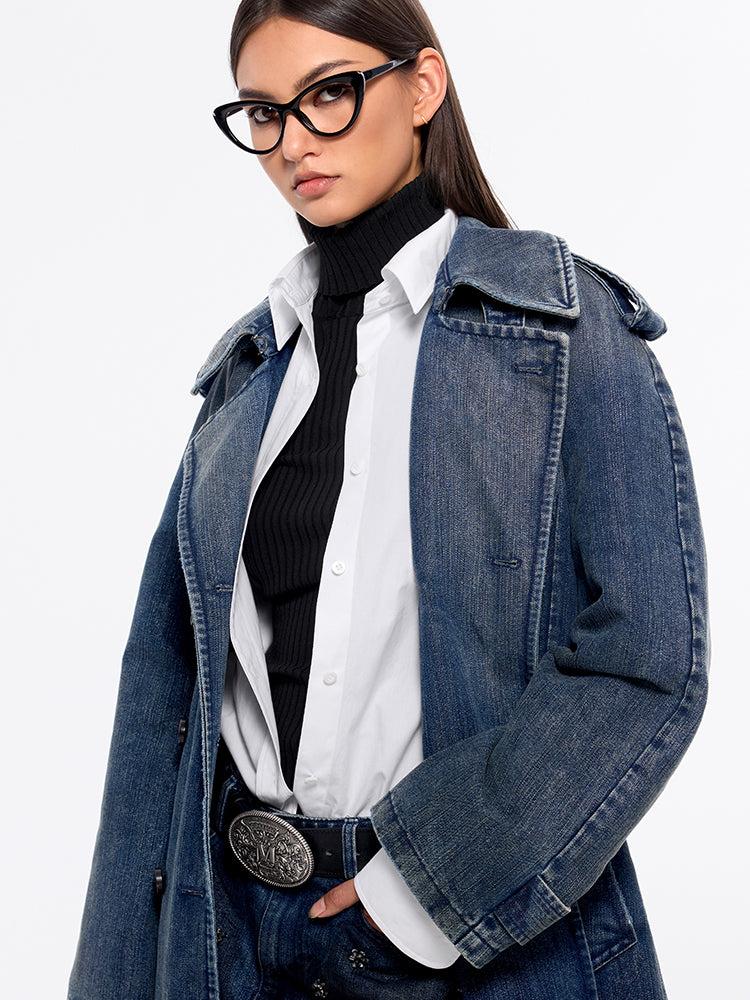 Miss Sixty WASHED TRENCH COAT DEEP BLUE