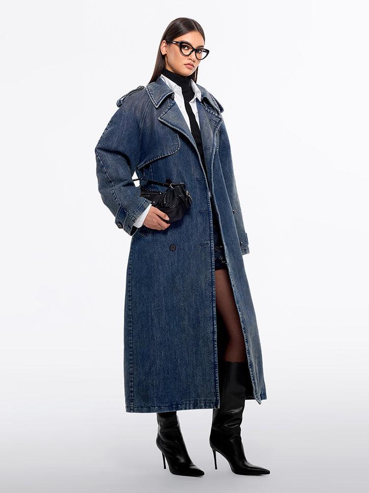 Miss Sixty WASHED TRENCH COAT DEEP BLUE
