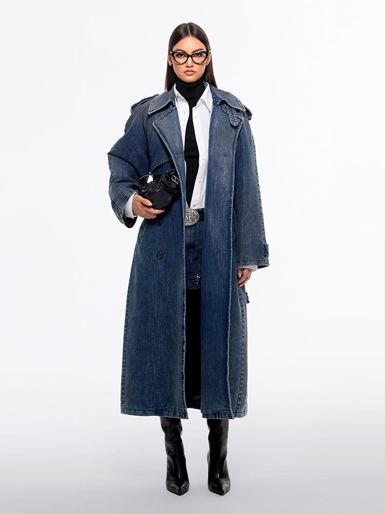 miss sixty WASHED TRENCH COAT DEEP BLUE
