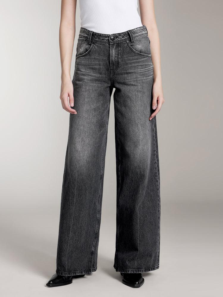 miss sixty WIDE LEG JEANS IN BLACK BLACK FOG
