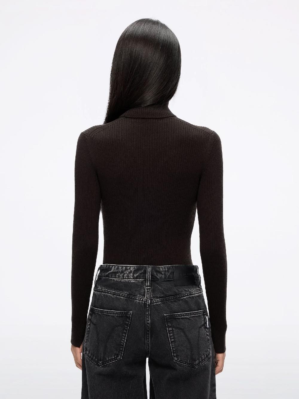 Miss Sixty WOOL AND CASHMERE KNIT TOP EBONY BROWN