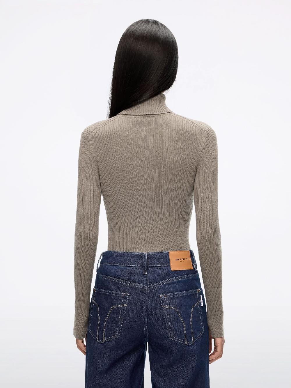 Miss Sixty WOOL AND CASHMERE KNIT TOP MOCHA BROWN