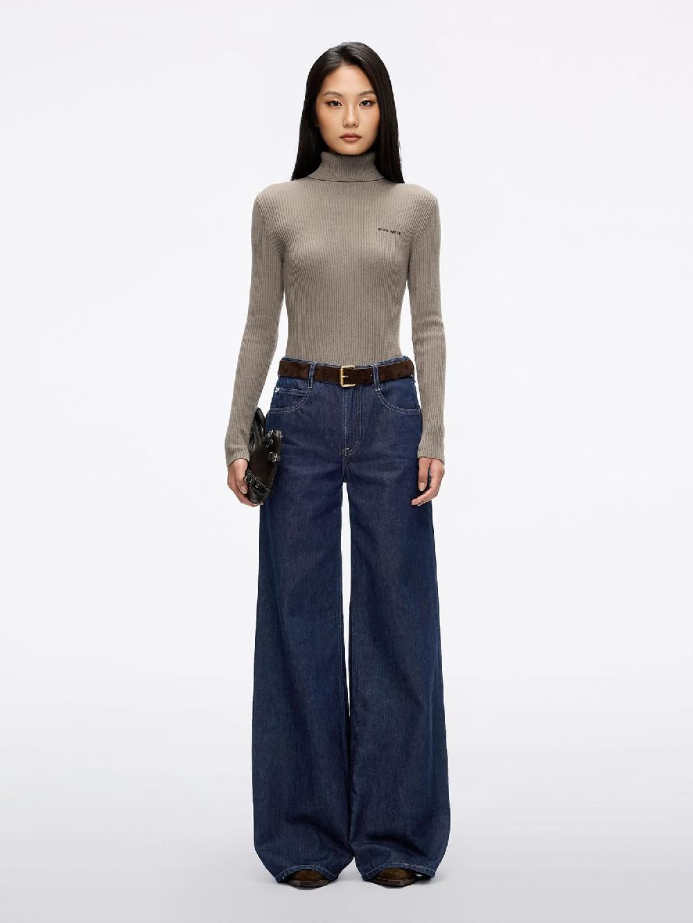 Miss Sixty WOOL AND CASHMERE KNIT TOP MOCHA BROWN