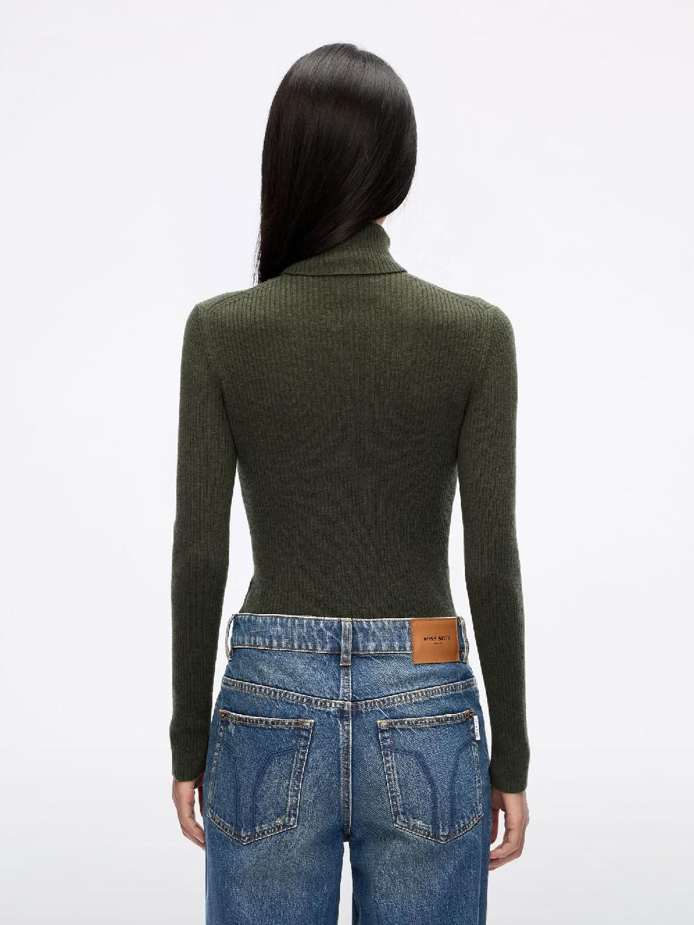 Miss Sixty WOOL AND CASHMERE KNIT TOP MOSS GREEN