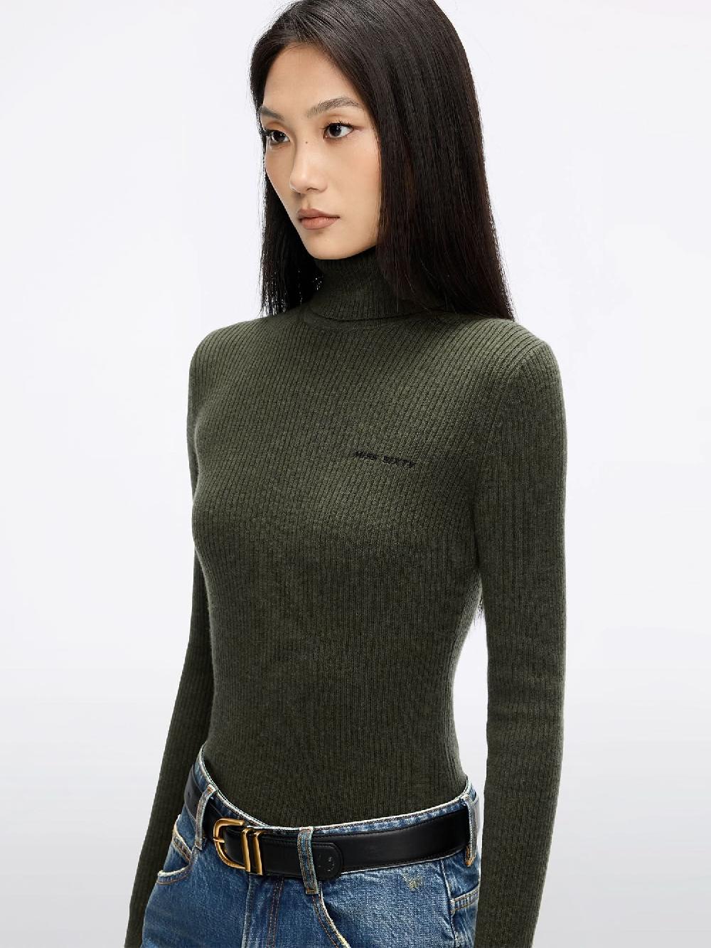 Miss Sixty WOOL AND CASHMERE KNIT TOP MOSS GREEN
