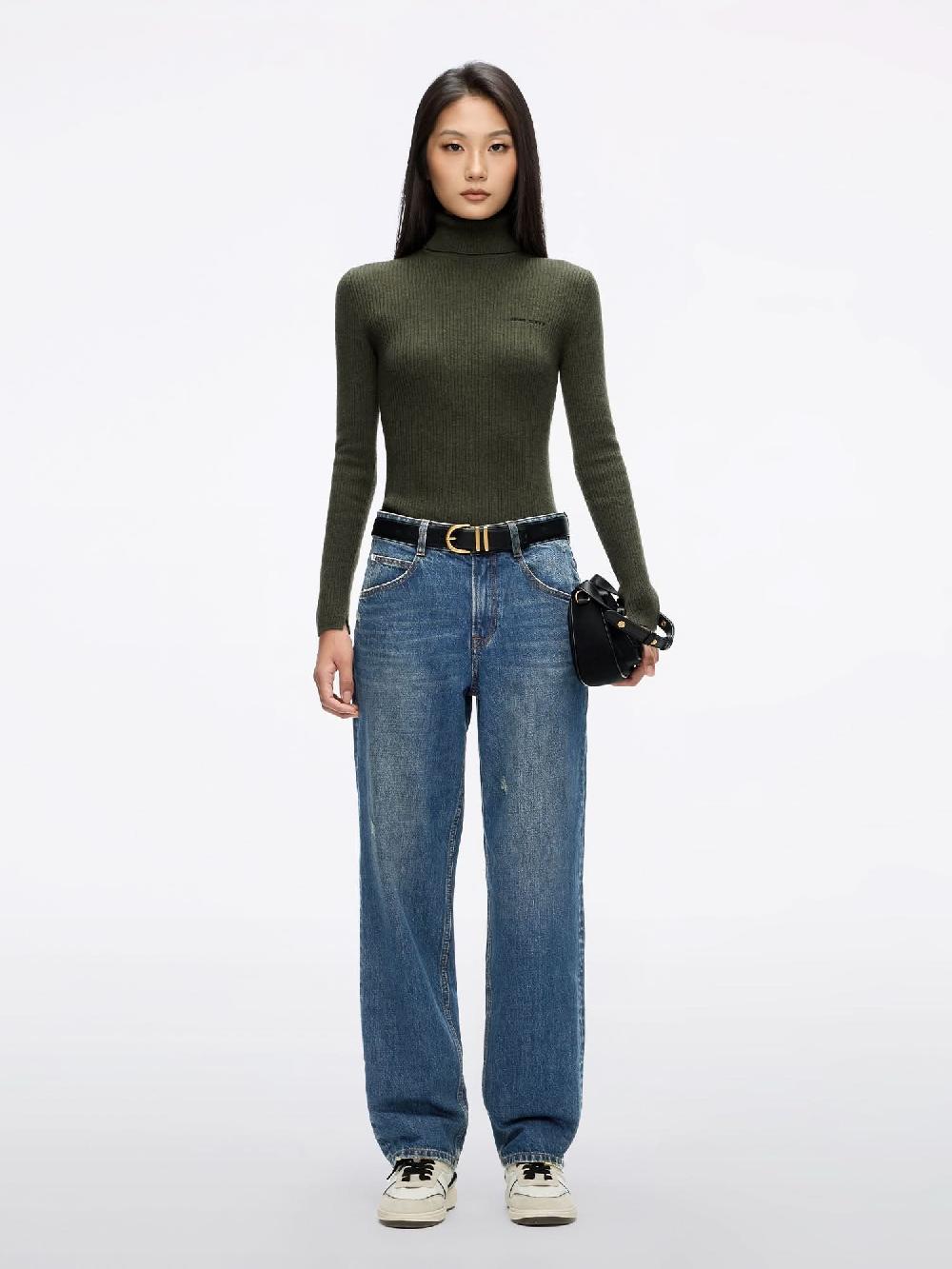 Miss Sixty WOOL AND CASHMERE KNIT TOP MOSS GREEN