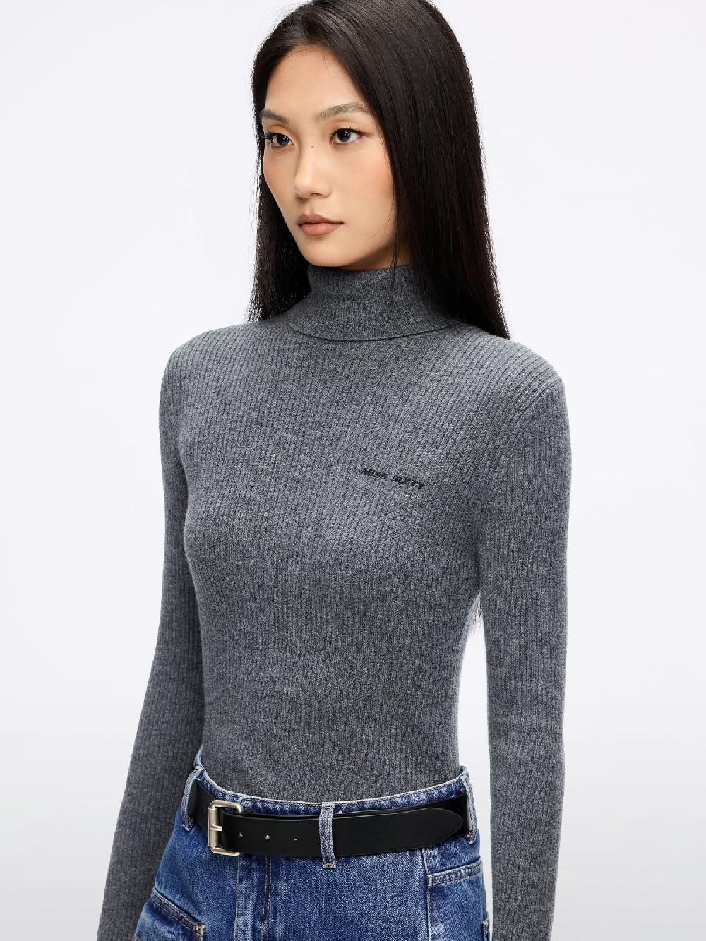 Miss Sixty WOOL AND CASHMERE KNIT TOP SMOKE GREY