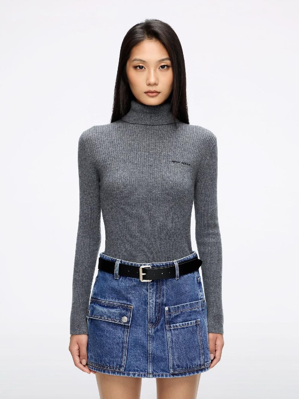 miss sixty WOOL AND CASHMERE KNIT TOP SMOKE GREY