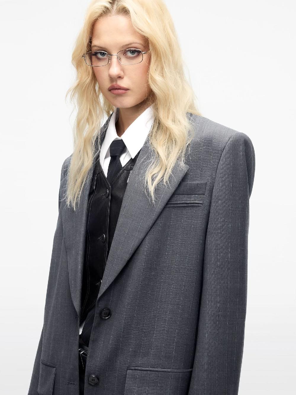 Miss Sixty WOOL BLEND STRIPED BLAZER DARK GREY