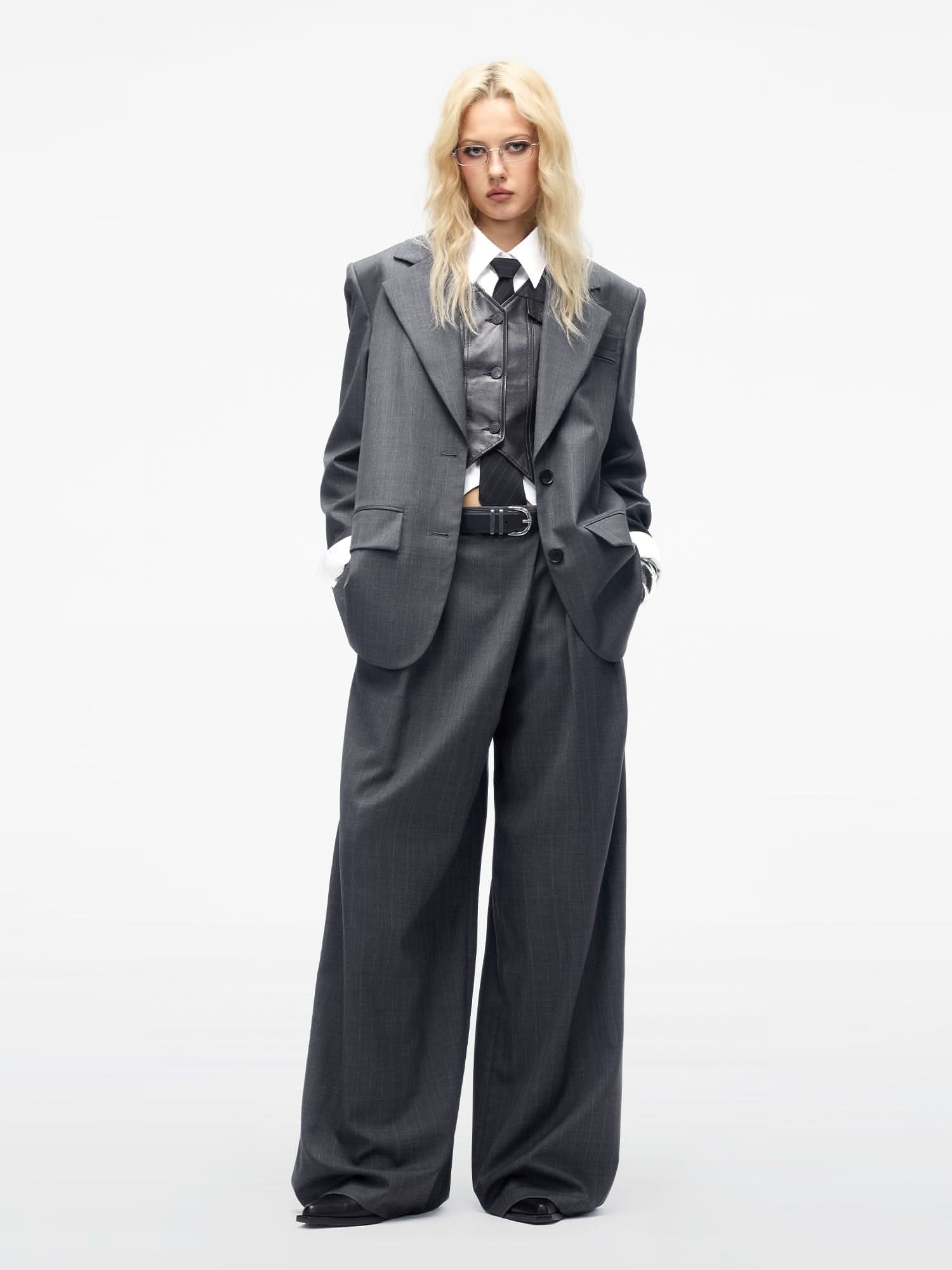 Miss Sixty WOOL BLEND STRIPED BLAZER DARK GREY