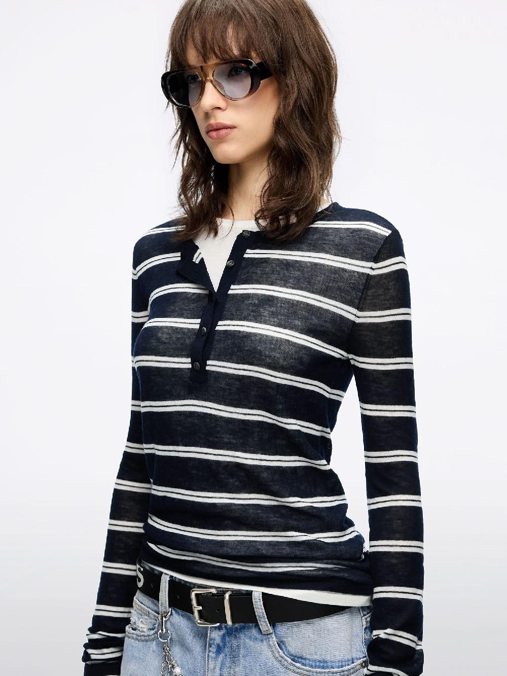 Miss Sixty WOOL KNIT TOP DEEP BLUE / WHITE