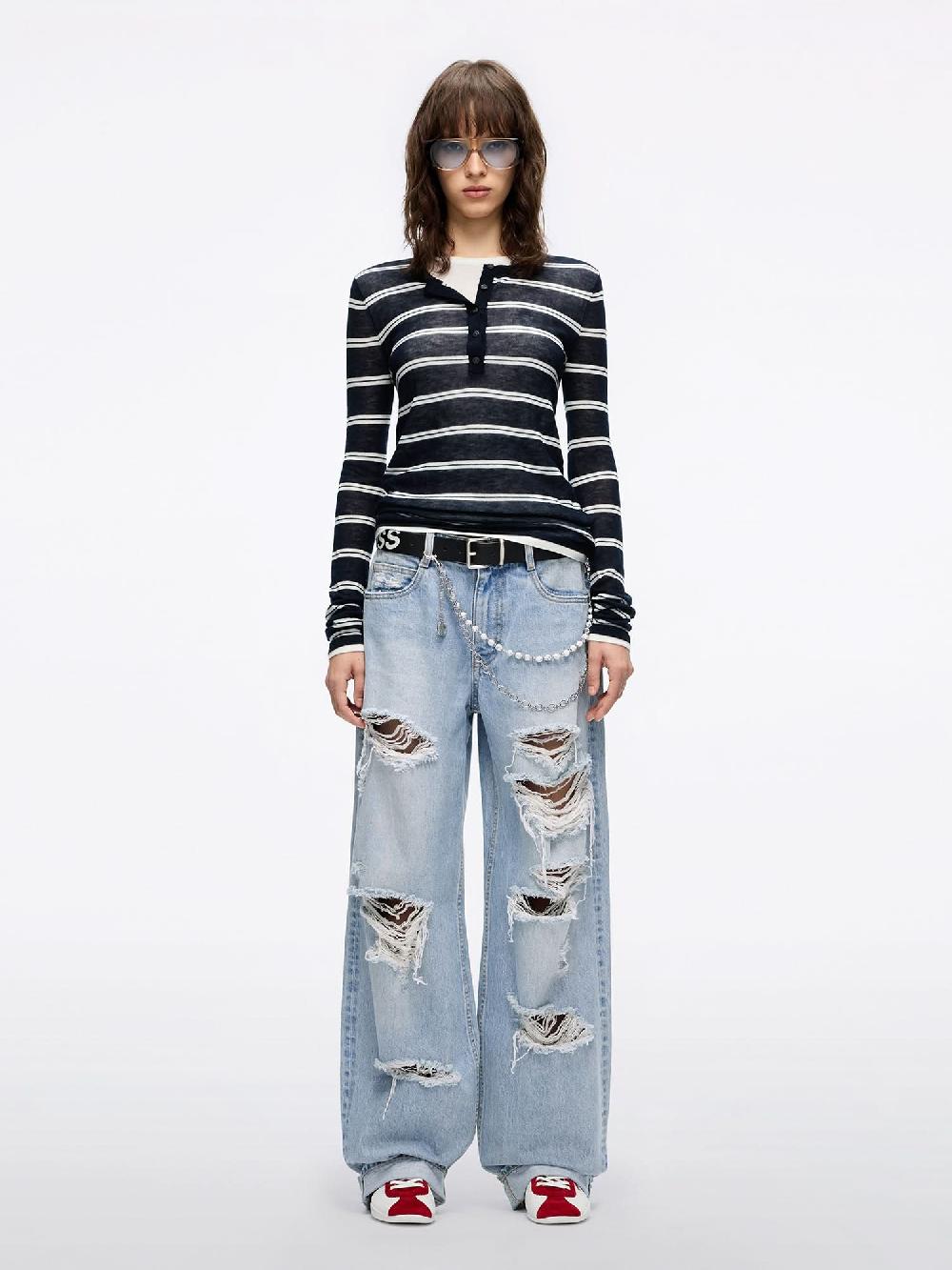 Miss Sixty WOOL KNIT TOP DEEP BLUE / WHITE