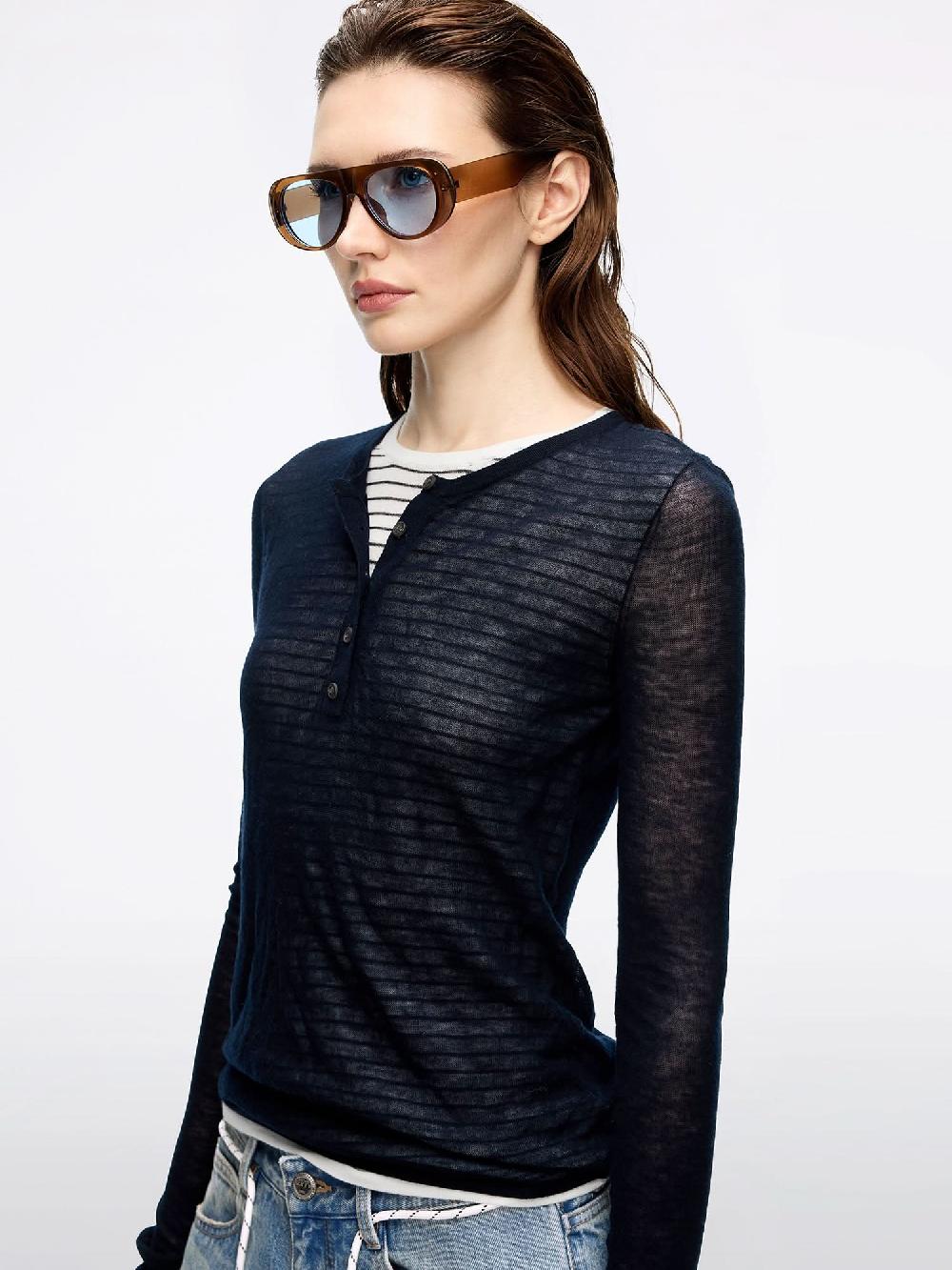 Miss Sixty WOOL KNIT TOP DEEP PURPLISH BLUE