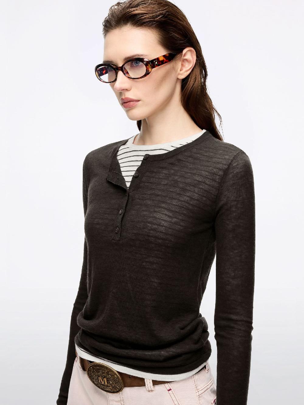 Miss Sixty WOOL KNIT TOP EBONY BROWN