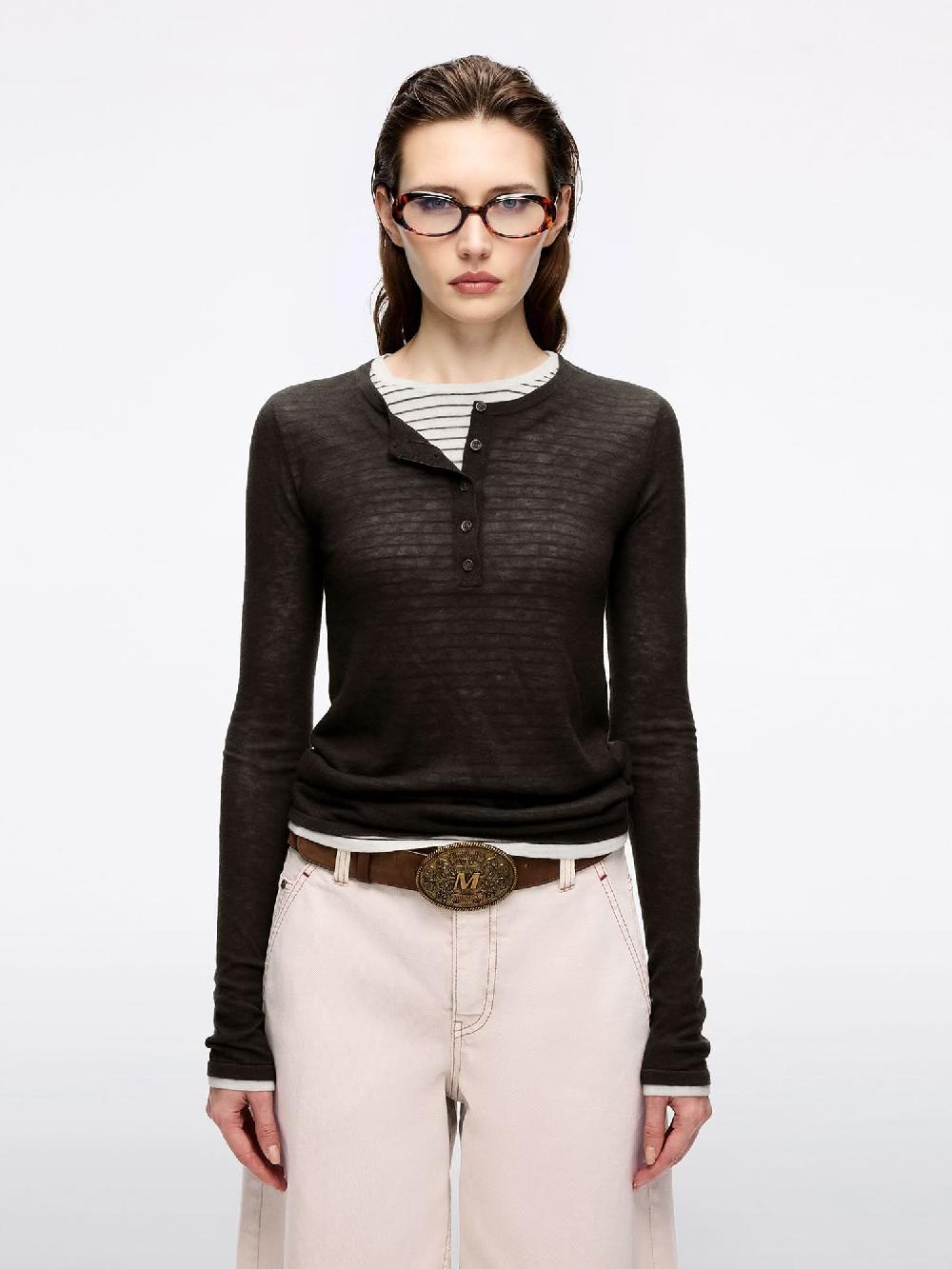 miss sixty WOOL KNIT TOP EBONY BROWN