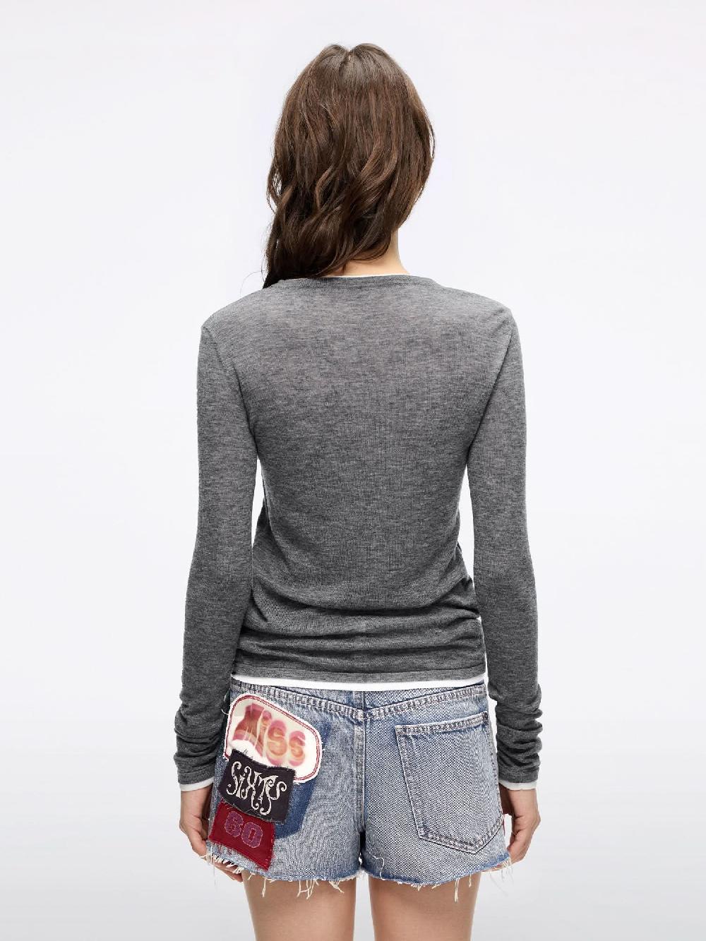 Miss Sixty WOOL KNIT TOP HEATHER GREY