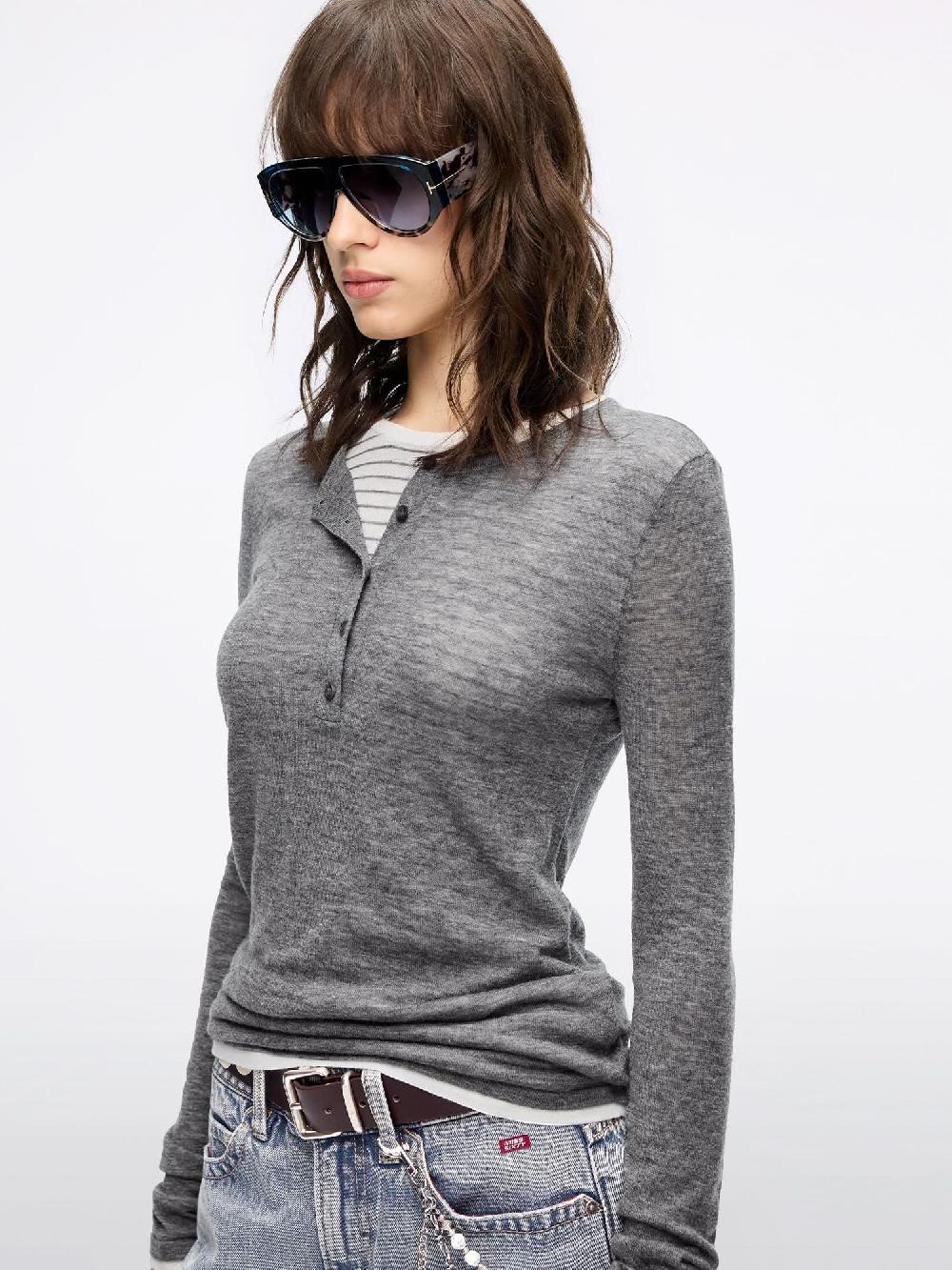 Miss Sixty WOOL KNIT TOP HEATHER GREY