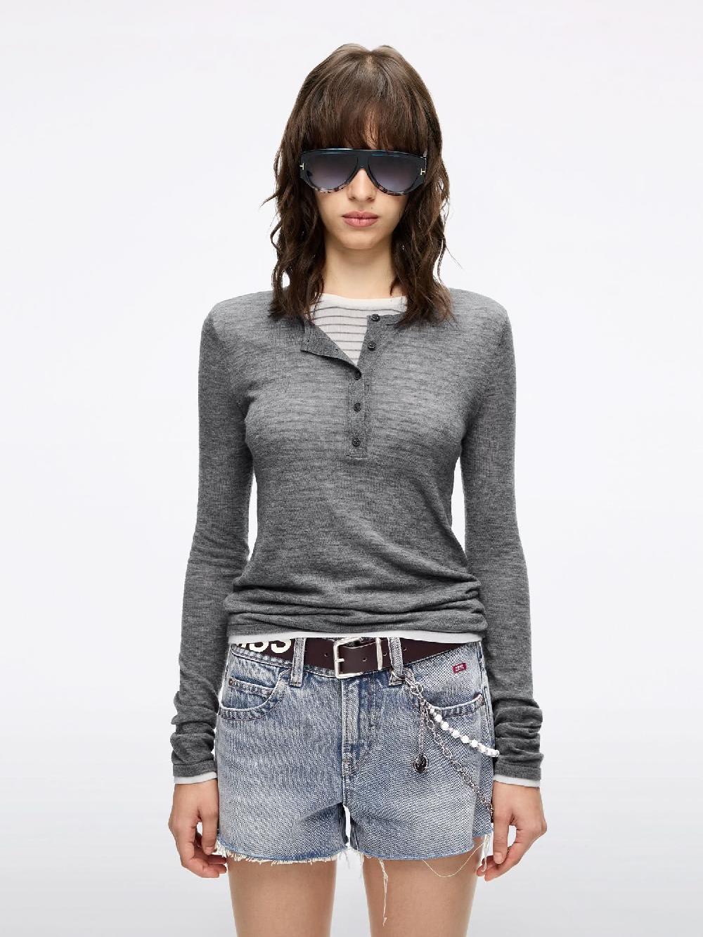 miss sixty WOOL KNIT TOP HEATHER GREY