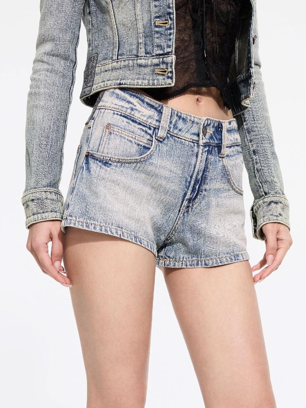 Miss Sixty MULTI-PATCH BLUE DENIM SHORTS LIGHT BLUE