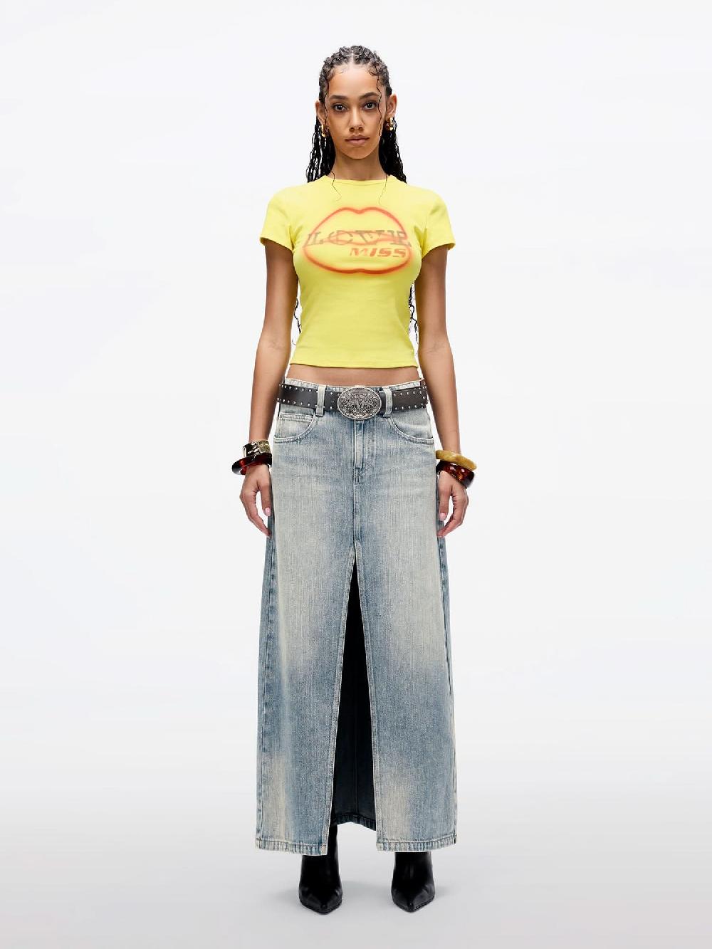 Miss Sixty MULTI-PATCH SLIT DENIM SKIRT MIDDLE BLUE