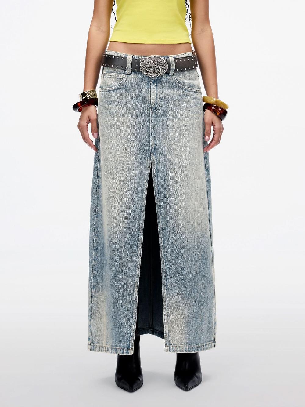 miss sixty MULTI-PATCH SLIT DENIM SKIRT MIDDLE BLUE