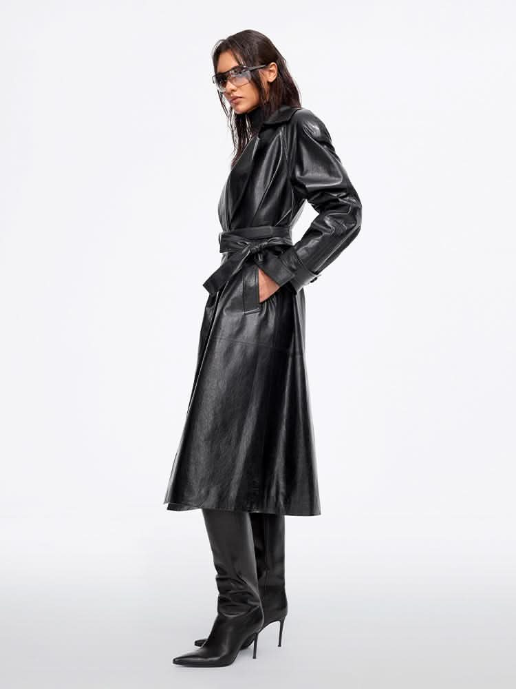 Miss Sixty NOTCHED LAPEL BELTED LEATHER JACKET BLACK