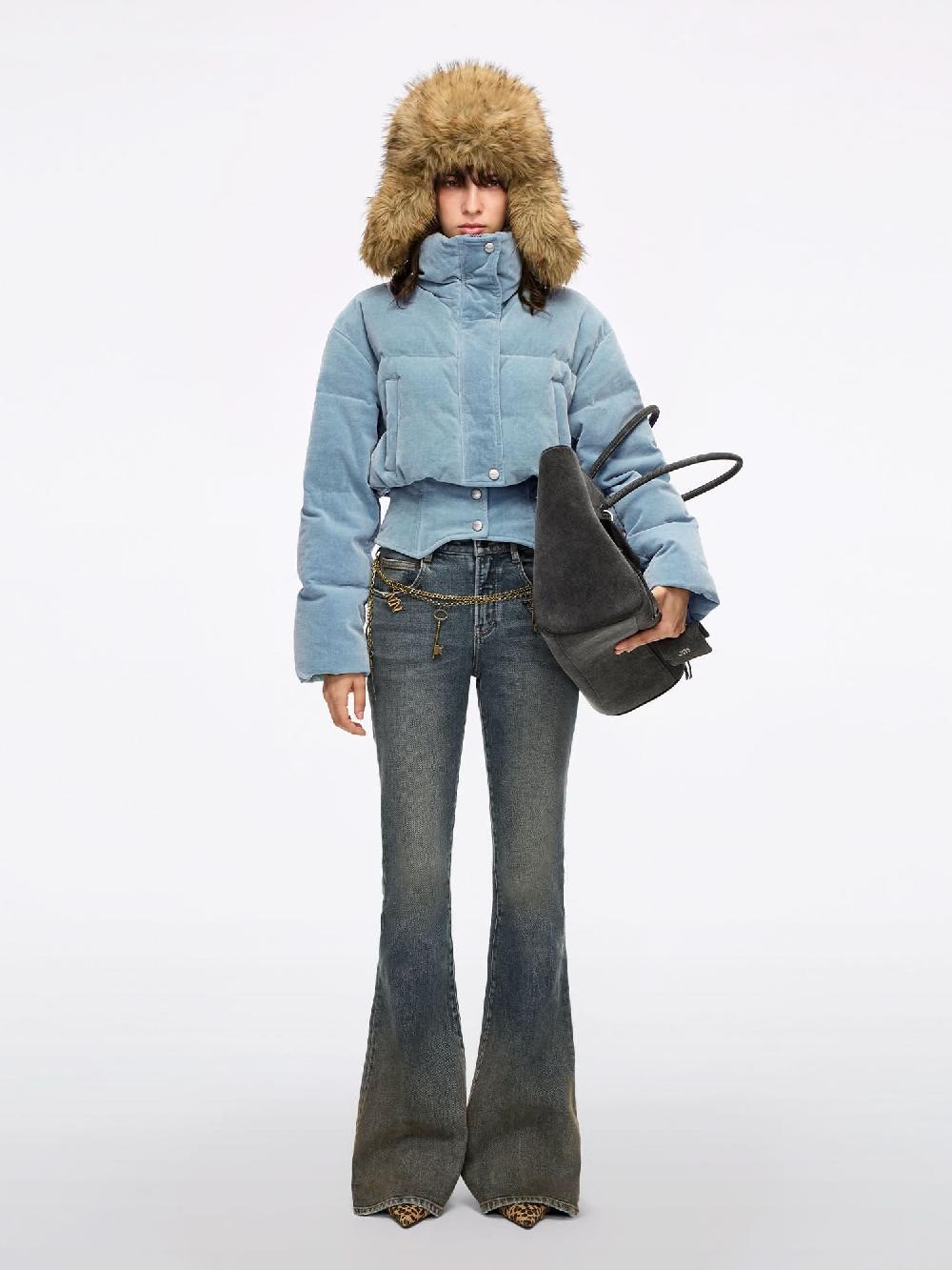 miss Sixty PATCHWORK DENIM PUFFER JACKET LIGHT BLUE